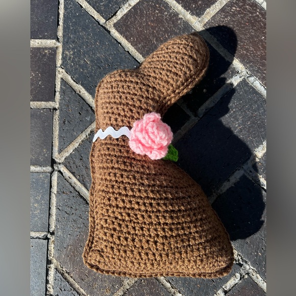 Hand Crocheted Chocolate Easter Bunny Plushie Stuffed Anima Decor! - Picture 8 of 17